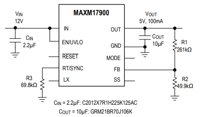 4V~21V 100mA 結構緊湊降壓型μModule電源模塊MAXM17900 4V~21V 100mA 結構緊湊降壓型μModule電源模塊MAXM17900