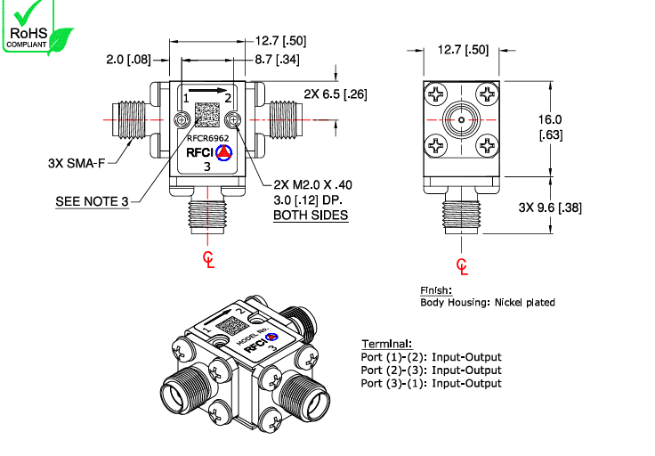 RFCR6962 SMA-F環行器RFCI RFCR6962 SMA-F環行器RFCI